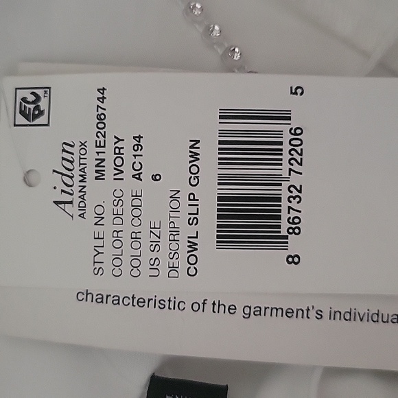 NWT Aidan Mattox Cowl Neck Crystal Straps Satin Gown in Ivory 6 - Picture 9 of 11